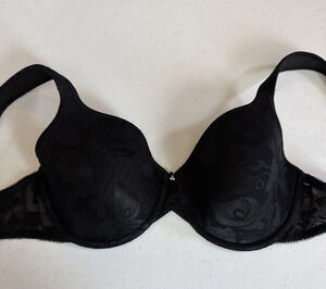 Wacoal 34D Awareness Full Figure Molded Cup Underwire Bra 853167 Black lined